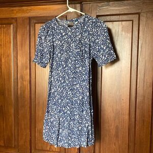 Old Navy blue ditsy floral puff short sleeve cut out back mini dress size S